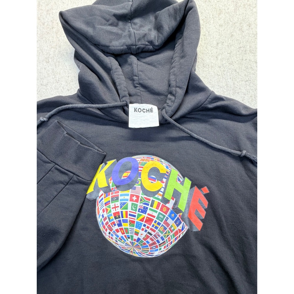 Koche Hoodie Mens Black World Globe Graphic Limited Edition MSRP $360